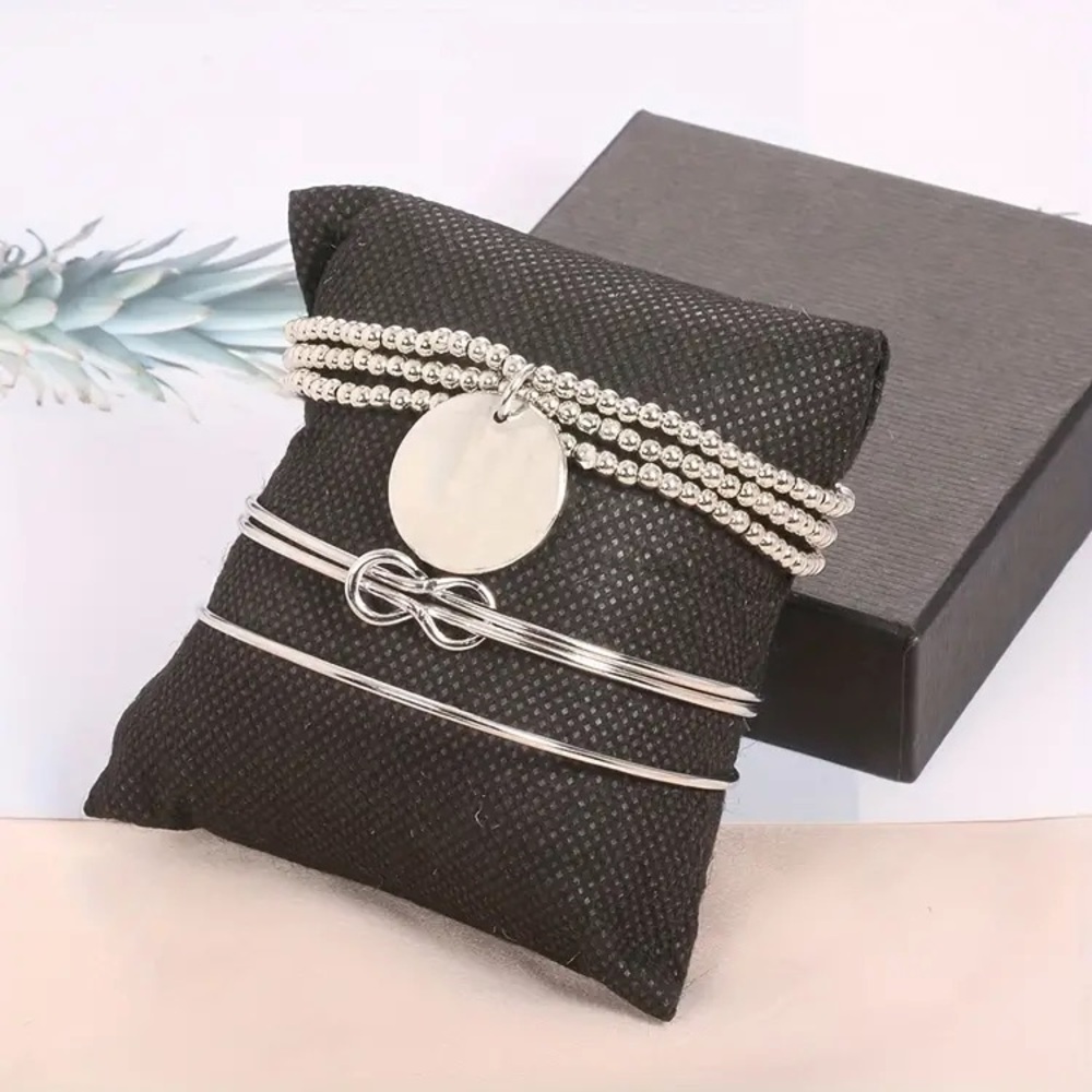 Stackable Bracelets, Set of 3 Boho Vintage Style - Silver - Picture 1 of 5
